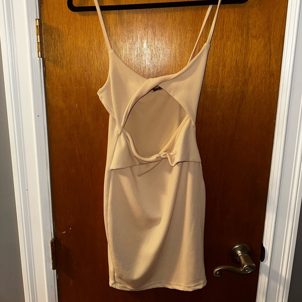 Zara Beige Backless Dress